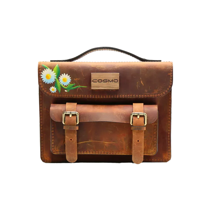 ჩანთა – ლალა ღია ყავისფერი გვირილებით