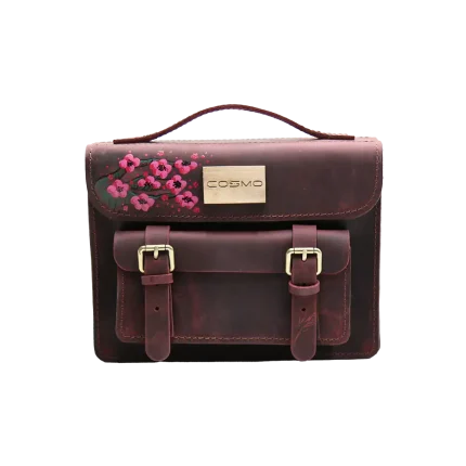 ჩანთა – ლალა ბორდოსფერი ალუბლის ყვავილებით