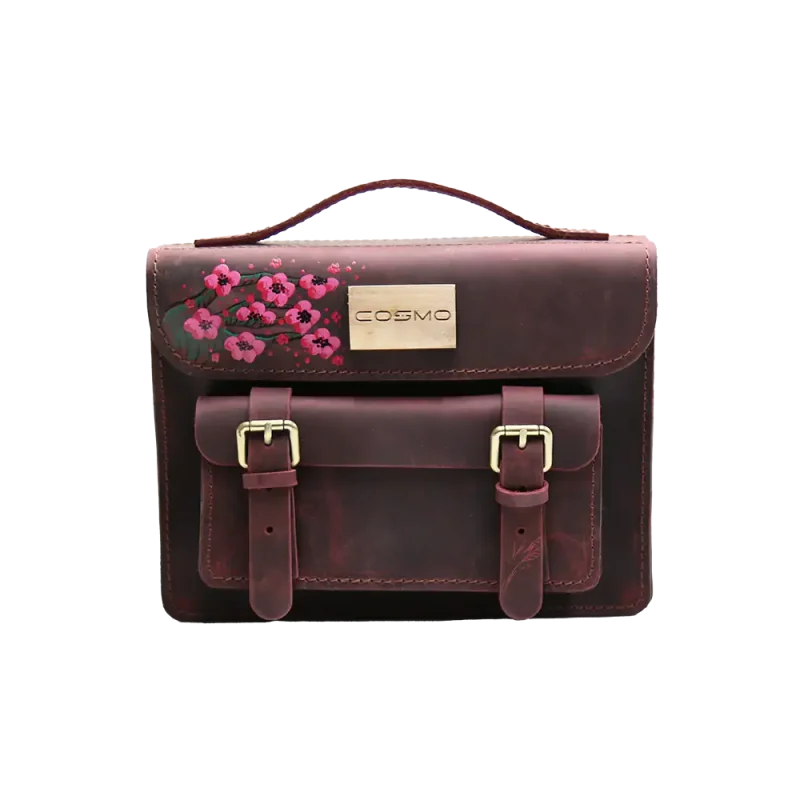 ჩანთა – ლალა ბორდოსფერი ალუბლის ყვავილებით