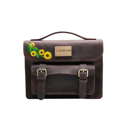 ჩანთა – ლალა მუქი ყავისფერი მზესუმზირებით