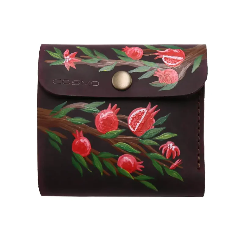 ტყავის საფულე “ლალა” – ბროწეულები, შინდისფერი