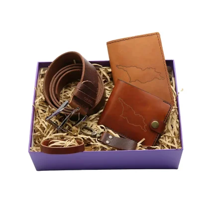 მამაკაცის – სასაჩუქრე ნაკრები, ფერი: ყავისფერი