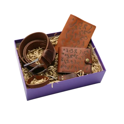 მამაკაცის – სასაჩუქრე ნაკრები, ფერი: ყავისფერი