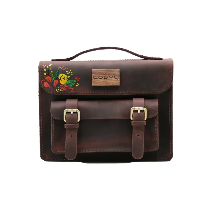 ჩანთა – ლალა მუქი ყავისფერი: ფოთლები